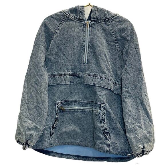 Bibi – Acid Wash Denim Half-Zip Pullover Hoodie – Size Small - Picture 1 of 4